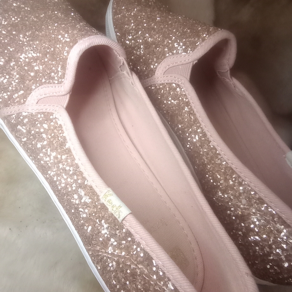 Kate Spade Glitter Keds Pink Slip Ons - Picture 9 of 11